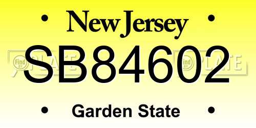 SB84602 New Jersey License Plate