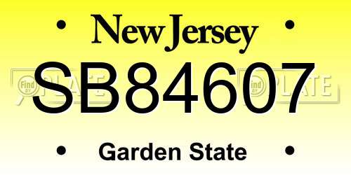 SB84607 New Jersey License Plate