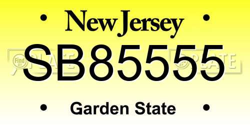 SB85555 New Jersey License Plate