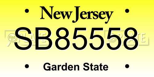 SB85558 New Jersey License Plate