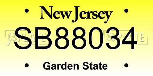 SB88034 New Jersey License Plate