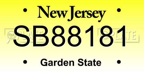 SB88181 New Jersey License Plate