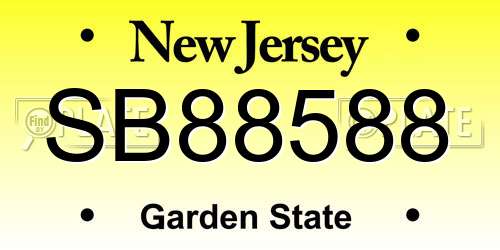 SB88588 New Jersey License Plate