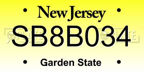 SB8B034 New Jersey License Plate
