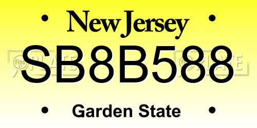 SB8B588 New Jersey License Plate