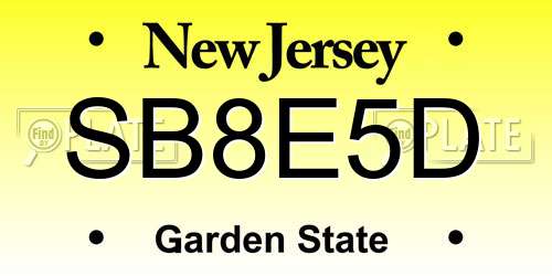 SB8E5D New Jersey License Plate