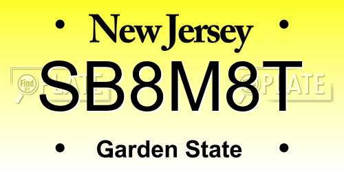 SB8M8T New Jersey License Plate