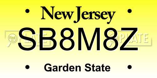 SB8M8Z New Jersey License Plate