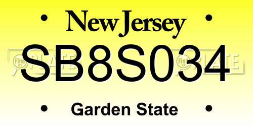 SB8S034 New Jersey License Plate