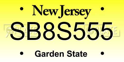 SB8S555 New Jersey License Plate