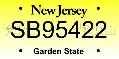 SB95422 New Jersey License Plate