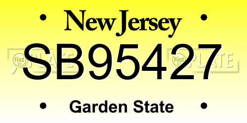 SB95427 New Jersey License Plate