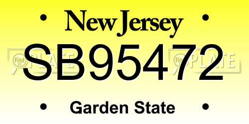 SB95472 New Jersey License Plate