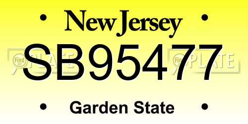 SB95477 New Jersey License Plate