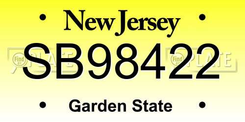 SB98422 New Jersey License Plate
