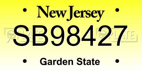 SB98427 New Jersey License Plate