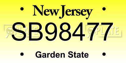 SB98477 New Jersey License Plate