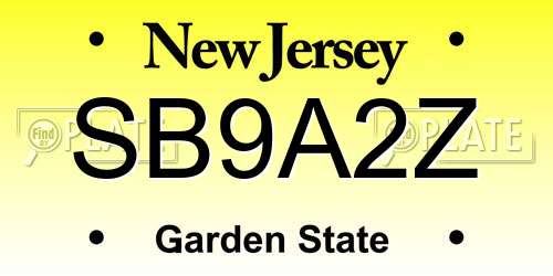 SB9A2Z New Jersey License Plate