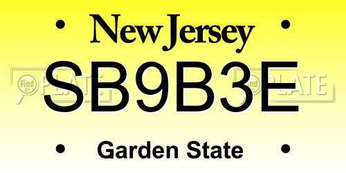 SB9B3E New Jersey License Plate