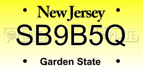SB9B5Q New Jersey License Plate