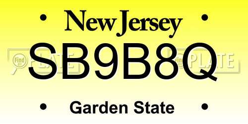 SB9B8Q New Jersey License Plate