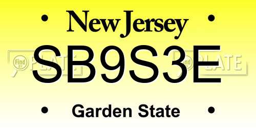 SB9S3E New Jersey License Plate