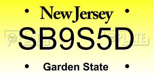 SB9S5D New Jersey License Plate