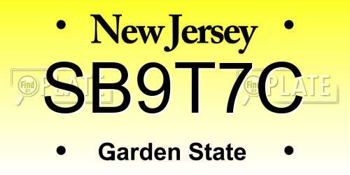 SB9T7C New Jersey License Plate
