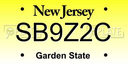 SB9Z2C New Jersey License Plate