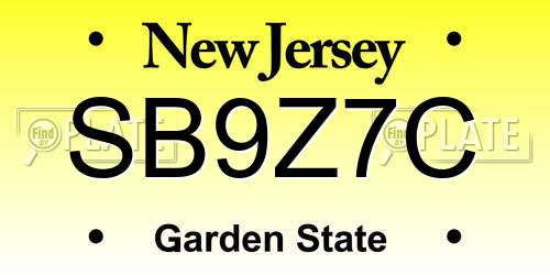 SB9Z7C New Jersey License Plate
