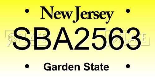 SBA2563 New Jersey License Plate