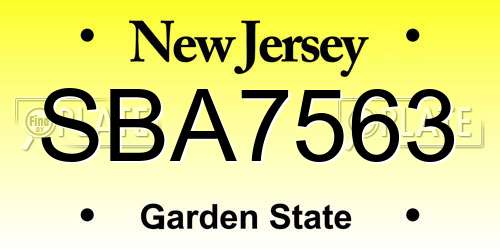 SBA7563 New Jersey License Plate