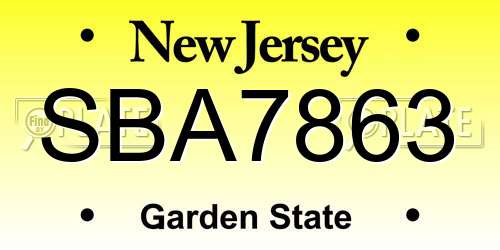SBA7863 New Jersey License Plate