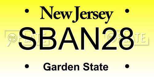 SBAN28 New Jersey License Plate