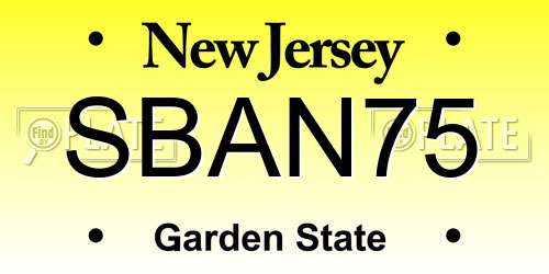 SBAN75 New Jersey License Plate