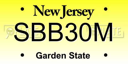 SBB30M New Jersey License Plate