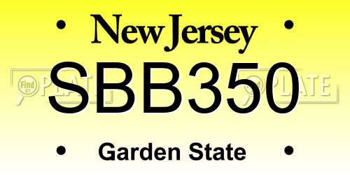 SBB350 New Jersey License Plate
