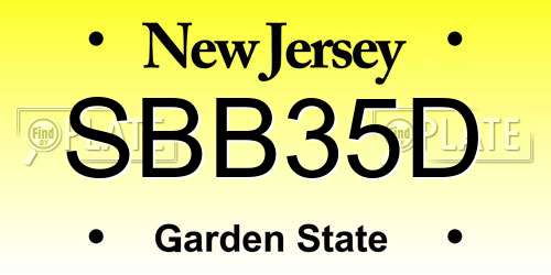 SBB35D New Jersey License Plate