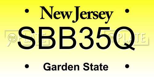 SBB35Q New Jersey License Plate