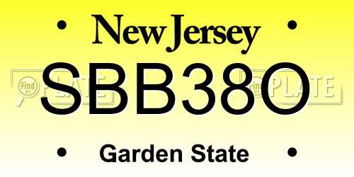 SBB38O New Jersey License Plate