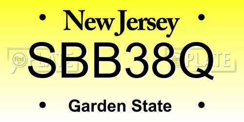 SBB38Q New Jersey License Plate