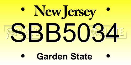 SBB5034 New Jersey License Plate