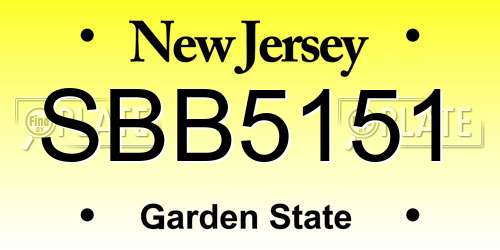 SBB5151 New Jersey License Plate