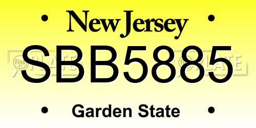 SBB5885 New Jersey License Plate