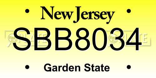SBB8034 New Jersey License Plate