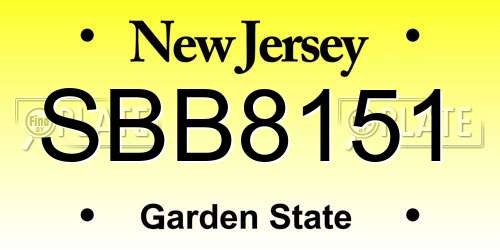 SBB8151 New Jersey License Plate