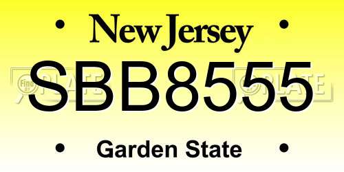 SBB8555 New Jersey License Plate