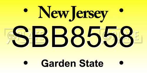 SBB8558 New Jersey License Plate