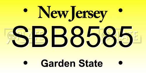 SBB8585 New Jersey License Plate