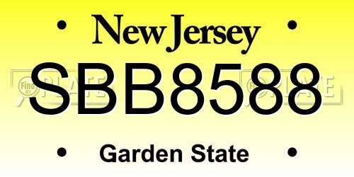 SBB8588 New Jersey License Plate